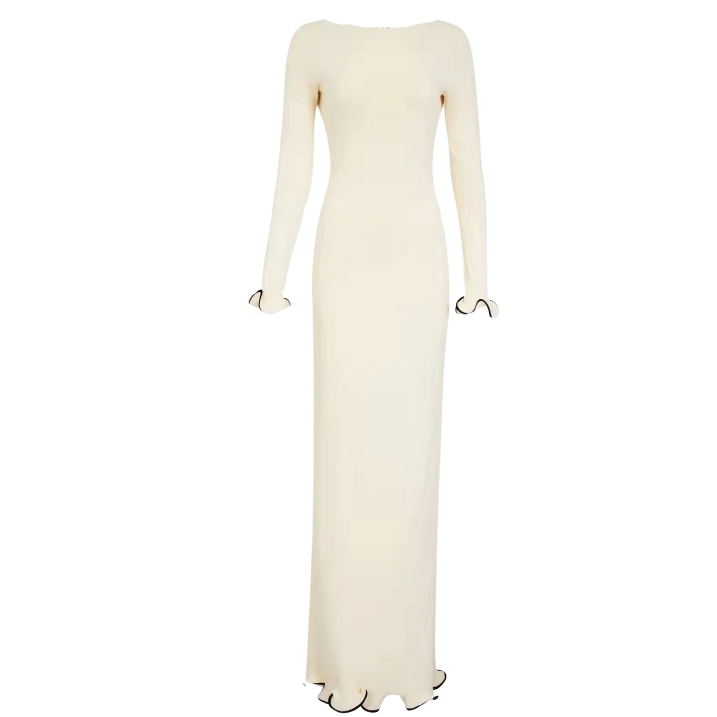 Oralda Langarm Maxikleid – Elegantes, figurbetontes Kleid mit langem Arm und schickem Design, ideal für besondere Anlässe und festliche Events. beige
