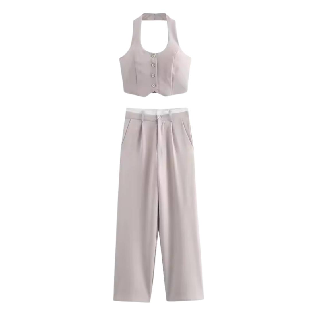 TIMEFINITY Damen Set Olinaya 2025 – zweiteiliges Outfit mit Top & Hose, modern geschnitten, trendiger Alltags- & Office-Look
