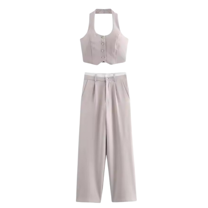 TIMEFINITY Damen Set Olinaya 2025 – zweiteiliges Outfit mit Top & Hose, modern geschnitten, trendiger Alltags- & Office-Look

