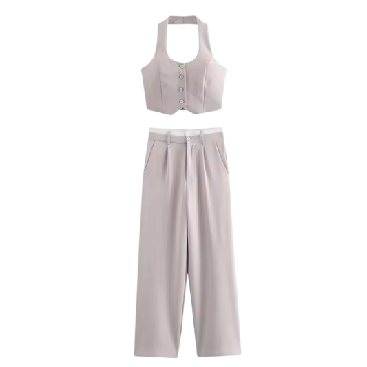 TIMEFINITY Damen Set Olinaya 2025 – zweiteiliges Outfit mit Top & Hose, modern geschnitten, trendiger Alltags- & Office-Look


