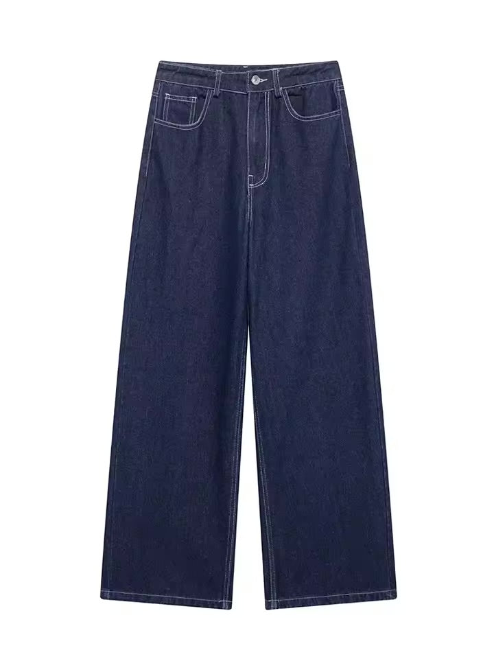 TIMEFINITY Icon Set – Dunkles Denim-Zweiteiler mit taillierter Jacke & High-Waist-Jeans, Trend 2025