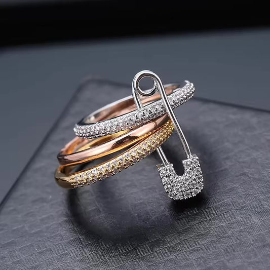 TIMEFINITY LUMira Ring 2025 – Roségold-Silber Look mit Zirkonia-Besatz, eleganter Modeschmuck für Damen