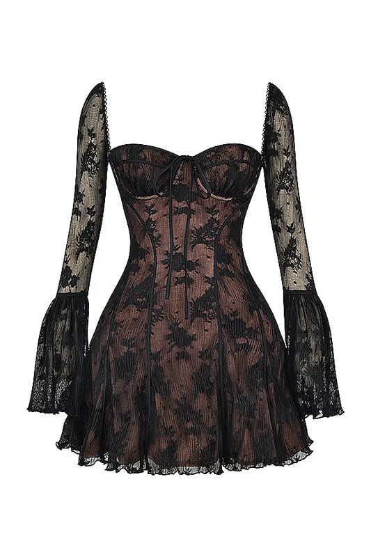 TIMEFINITY Spitzenkleid „Elisa“ 2025 – elegantes langärmeliges Kleid mit feiner Spitze für Abend & Anlass